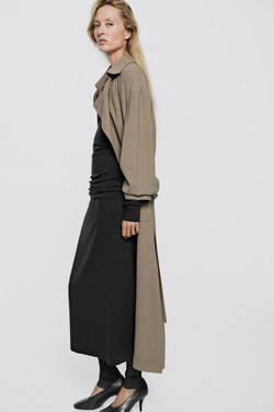 Massimo Dutti Эластичная юбка миди - Limited Edition, черный меланж
