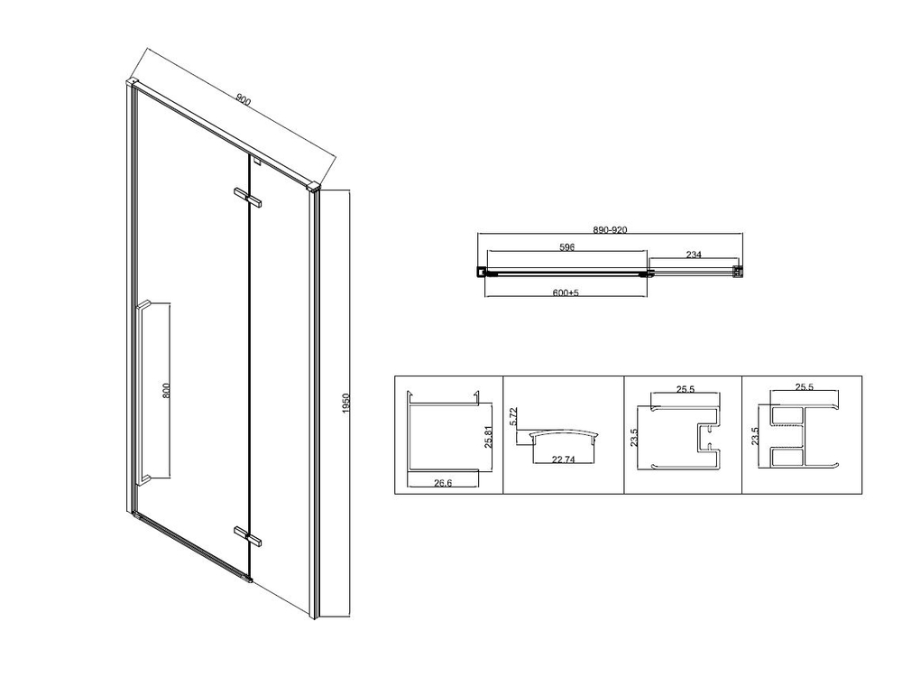 Душевой уголок Vincea Слим-Н (Slim-N) VSR-5SN9090CLB, 900*900, черный, стекло прозрачное
