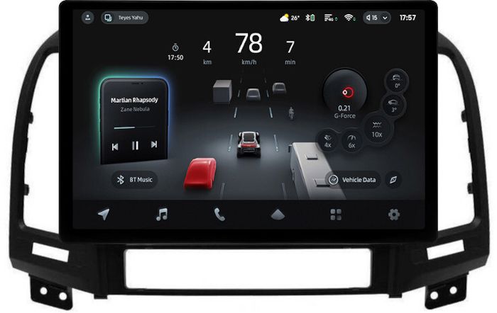 Магнитола для Hyundai Santa Fe 2 CM 2006-2012 (рамка черная) - Teyes CC4-PRO монитор 13" 2K QLED на Android 13, Быстрейшая, Snapdragon 778G, ИИ, CarPlay, DSP, 4G SIM-слот