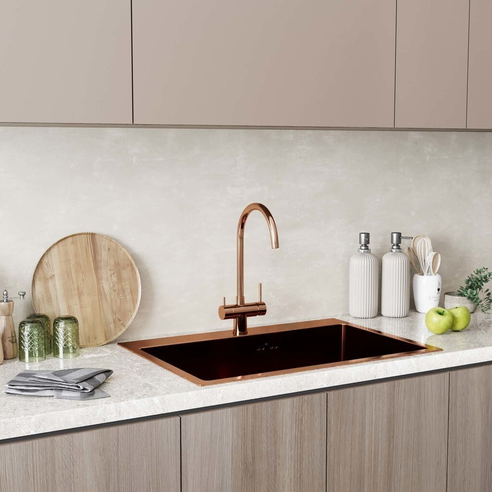 Смеситель для кухни 35k MIXLINE МЛНС-0326Б (MLSS-0326BR) труб. излив,подкл.к фильтру, п/гайку БРОНЗА