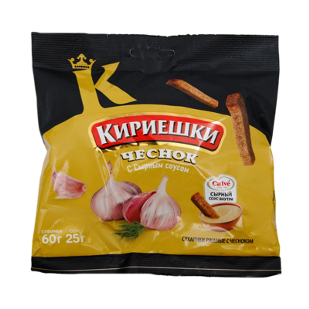 Сухарики "Кириешки" со вкусом чеснока+сырный соус 60г