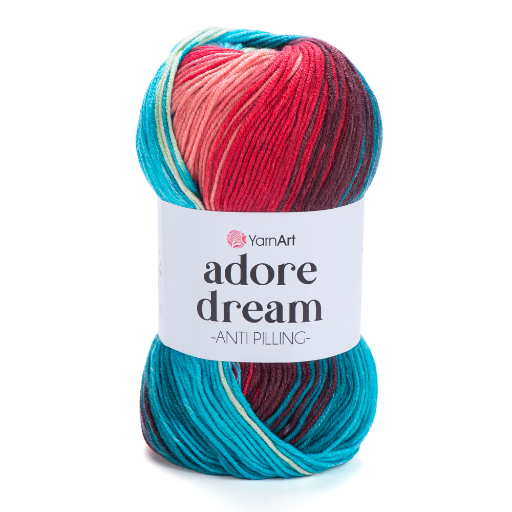 Адоре дрим (Adore dream) пряжа YarnArt 100%акрил антипилинг 5х100г/280м (1061 коралл-бирюза-мята)