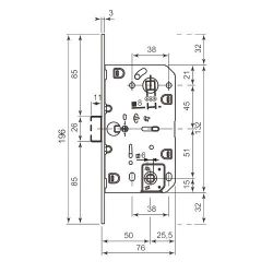 Замок межкомнатный AGB WC MEDIANA EV B01102.50.03.567 (латунь) /25787/