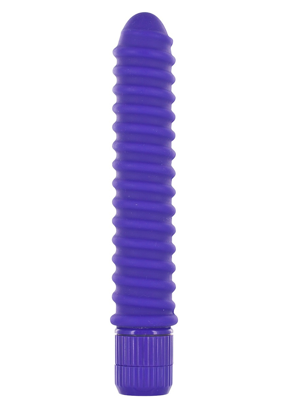 Фиолетовый вибромассажер FUNKY RIBBED VIBE - 15 см.