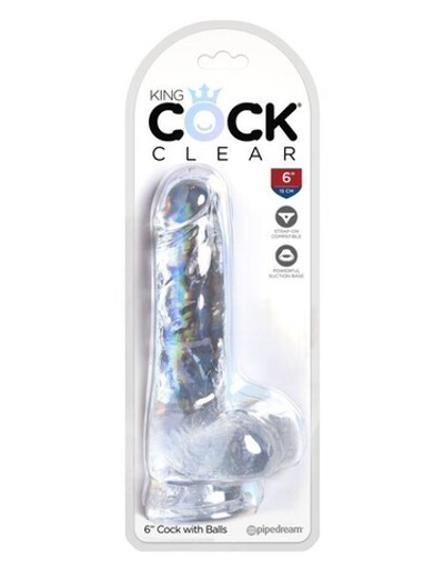 King Cock Clear 6 Cock with Balls Прозрачный фаллоимитатор с мошонкой на присоске (Цвет: прозрачный)