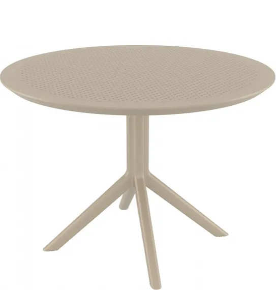 Стол пластиковый Sky Table Ø105, бежевый