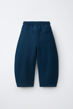 ZARA БРЮКИ BARREL ИЗ ФУТЕРА, ГОЛУБОЙ