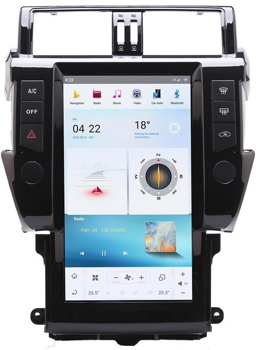 Магнитола для Toyota Land Cruiser Prado 150 2009-2013 - Kuberg ZF-1802-Q6 "Тесла-стиль" монитор 13.6" на Android 11, CarPlay, 4G SIM-слот