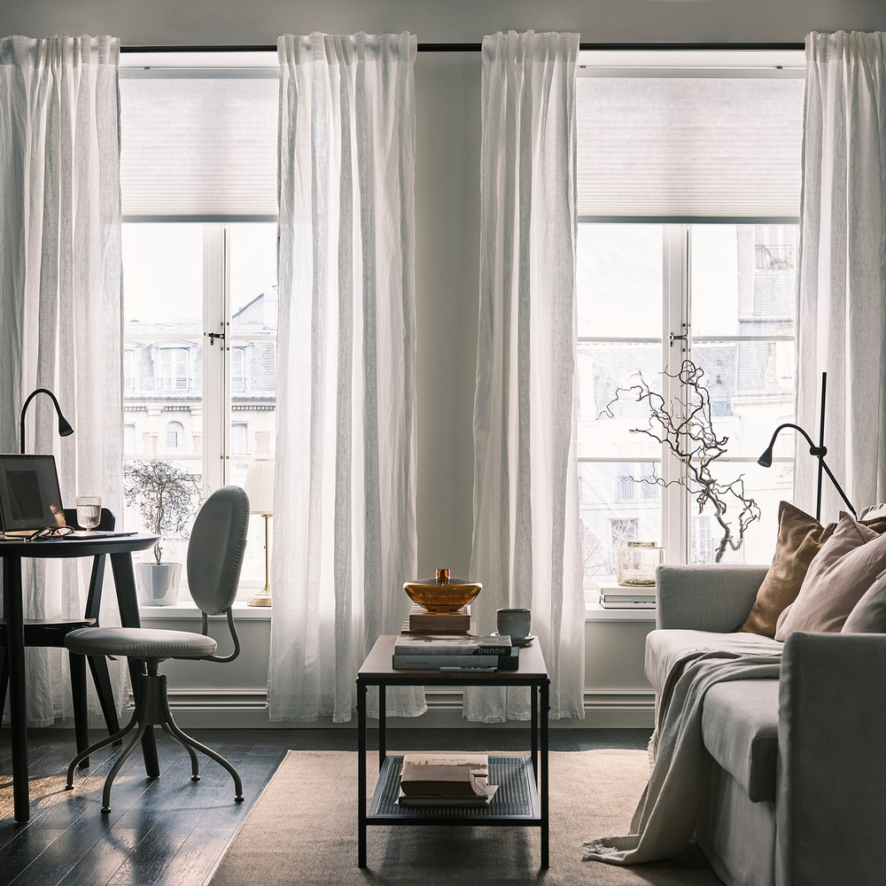 IKEA DYTÅG  (ИКЕА ДИТОГ)  -  Штора, 2 шт. - белый/на тесьме 145x300 см