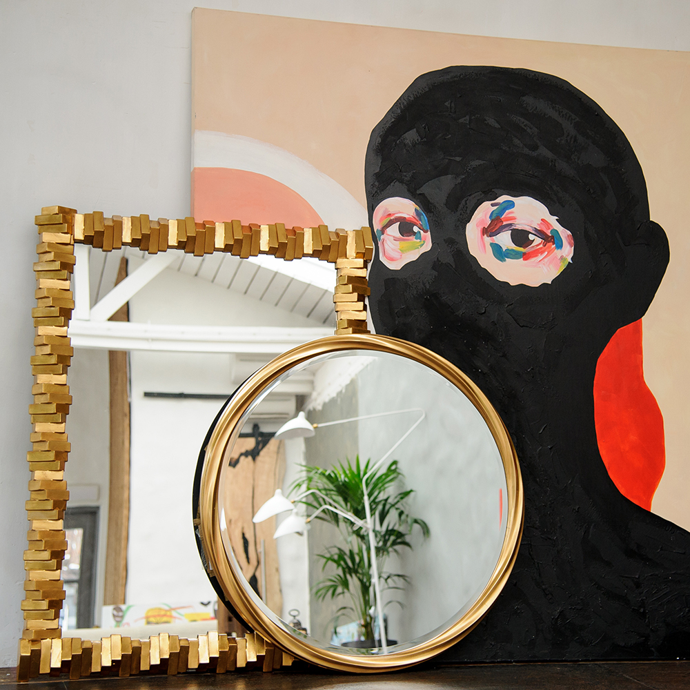 Настенное зеркало Объект мечты Твист Голд