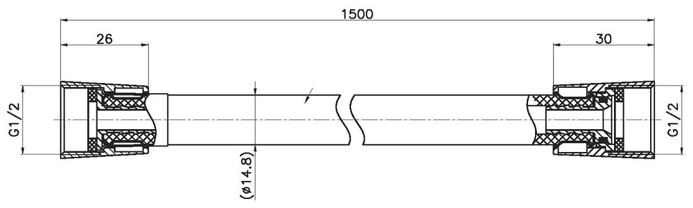 Душевой шланг Bravat 1500 мм, черный (P72120BW-ENG)