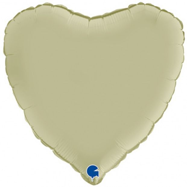 G Шар сердце 18"/46 см, сатин оливковый/Olive Green (БГ-15)