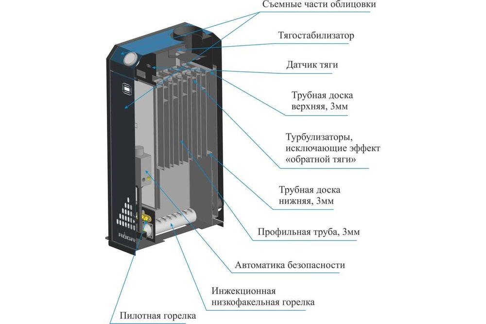 Стальной газовый котел RUGAS серии TOPAZ КСГ-10 с УГ-12,5 TGV-307 11402