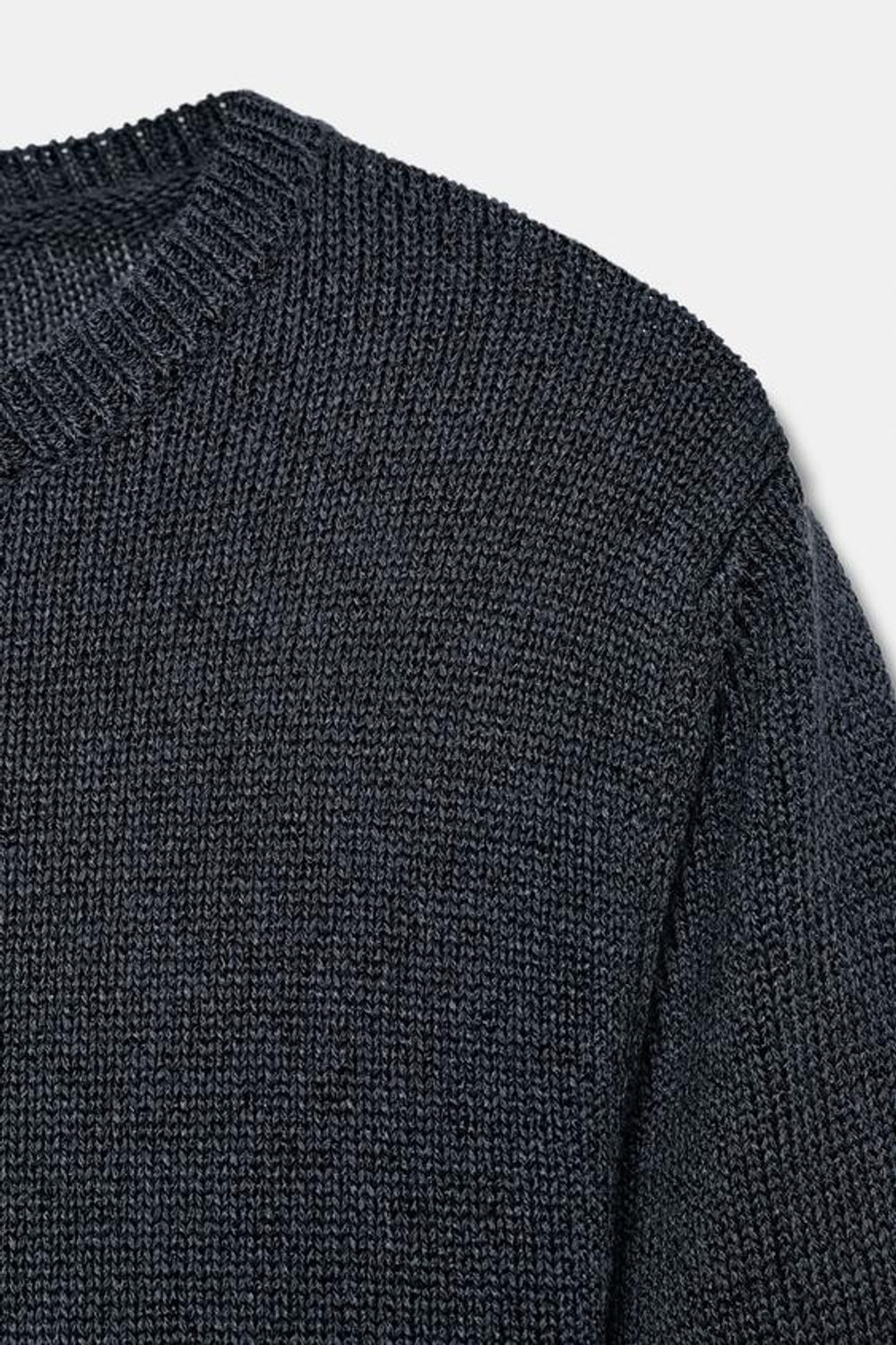 ZARA ТРИКОТАЖНЫЙ ТОП С КОРОТКИМИ РУКАВАМИ, ЦВЕТ НОЧНОГО НЕБА