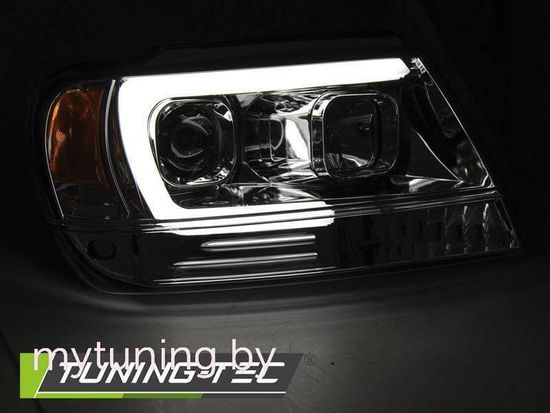 Передние фары Tube Light для Jeep Grand Cherokee WJ (99-05) Chrome