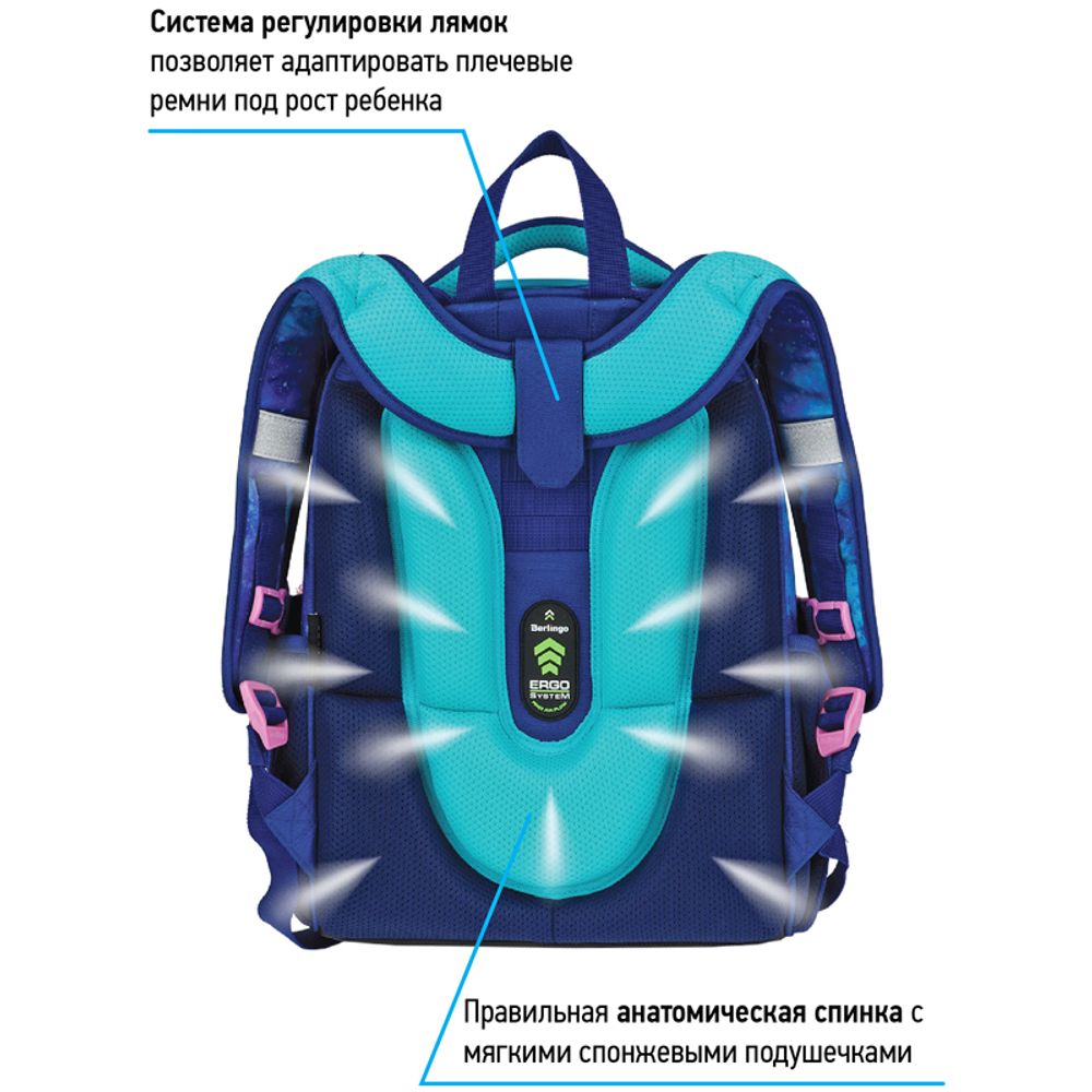 Ранец Berlingo Expert Galactic cats 37х28х6см, 2 отд., с анатомической спинкой