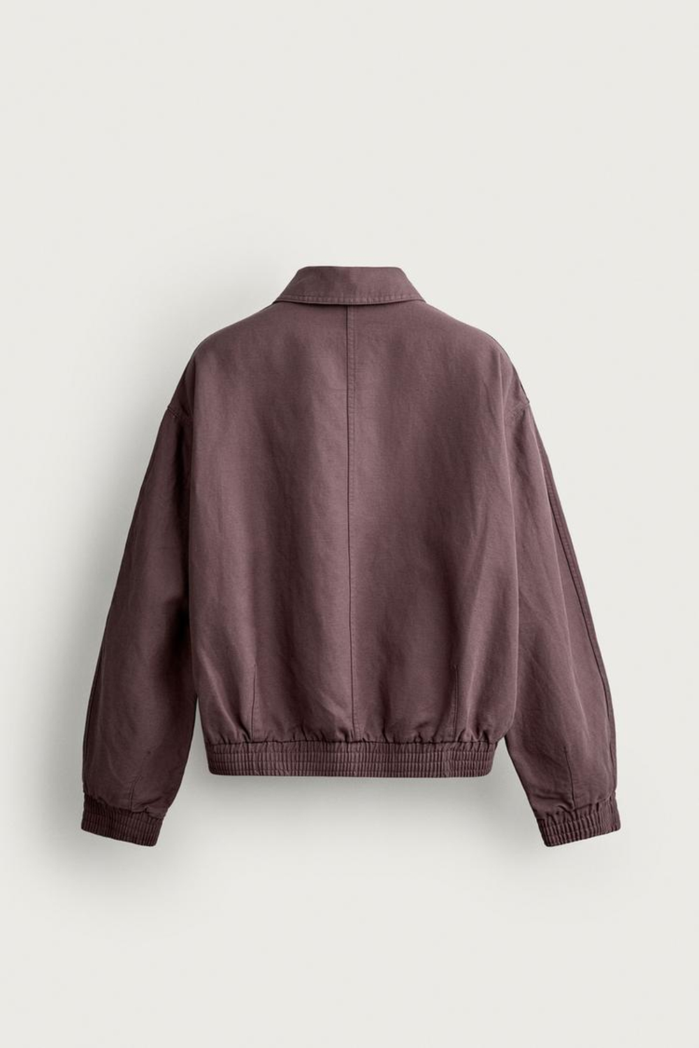 ZARA УКОРОЧЕННАЯ КУРТКА ИЗ ХЛОПКА И ЛЬНА, СЛИВОВЫЙ