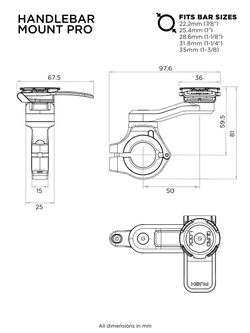 Quad Lock Крепление на трубчатый руль мотоцикла PRO QLM-HBR-PRO