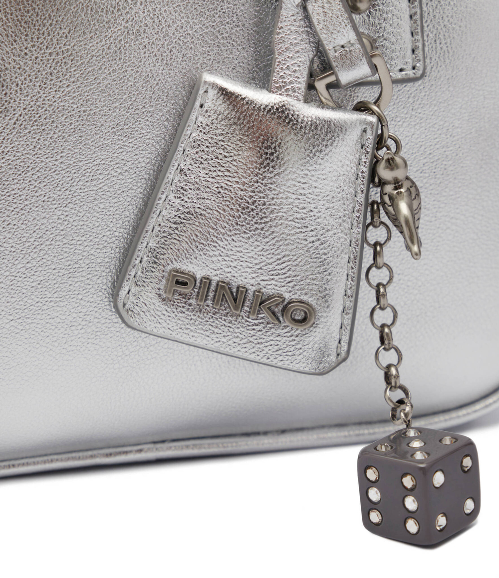 Кожаная сумка-трапеция BOWLING BAG MINI SHEEP NAPPA L Pinko - серебряный(102791 A0F8)