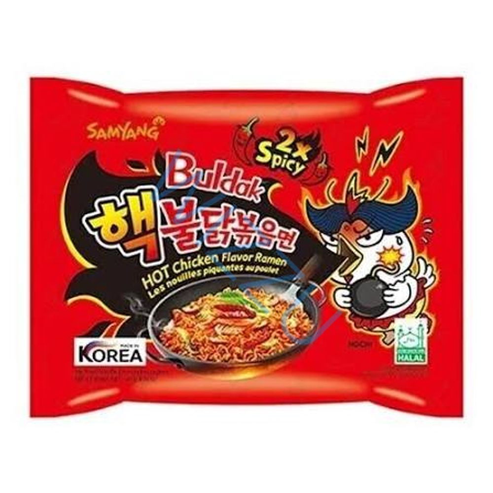 Лапша очень острая со вкусом курицы Hot chicken ramen пакет, 140 г