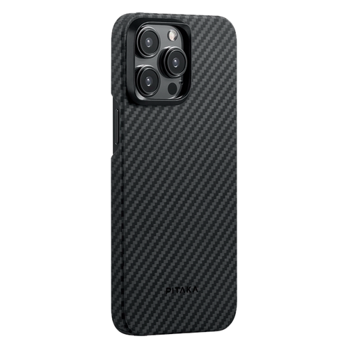 Чехол из арамидного волокна с поддержкой MagSafe PITAKA MagEZ Case 4 600D для iPhone 15 Pro, Black / Grey Twill (Cаржевое переплетение)