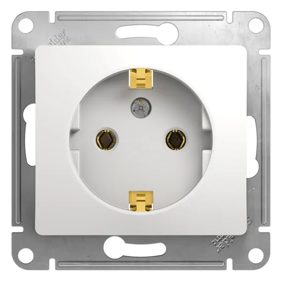 Розетка с заземлением без шторок Systeme Electric Glossa Белый GSL000143