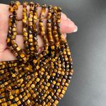 Бусина тигровый глаз А кубик граненый 4,5 мм