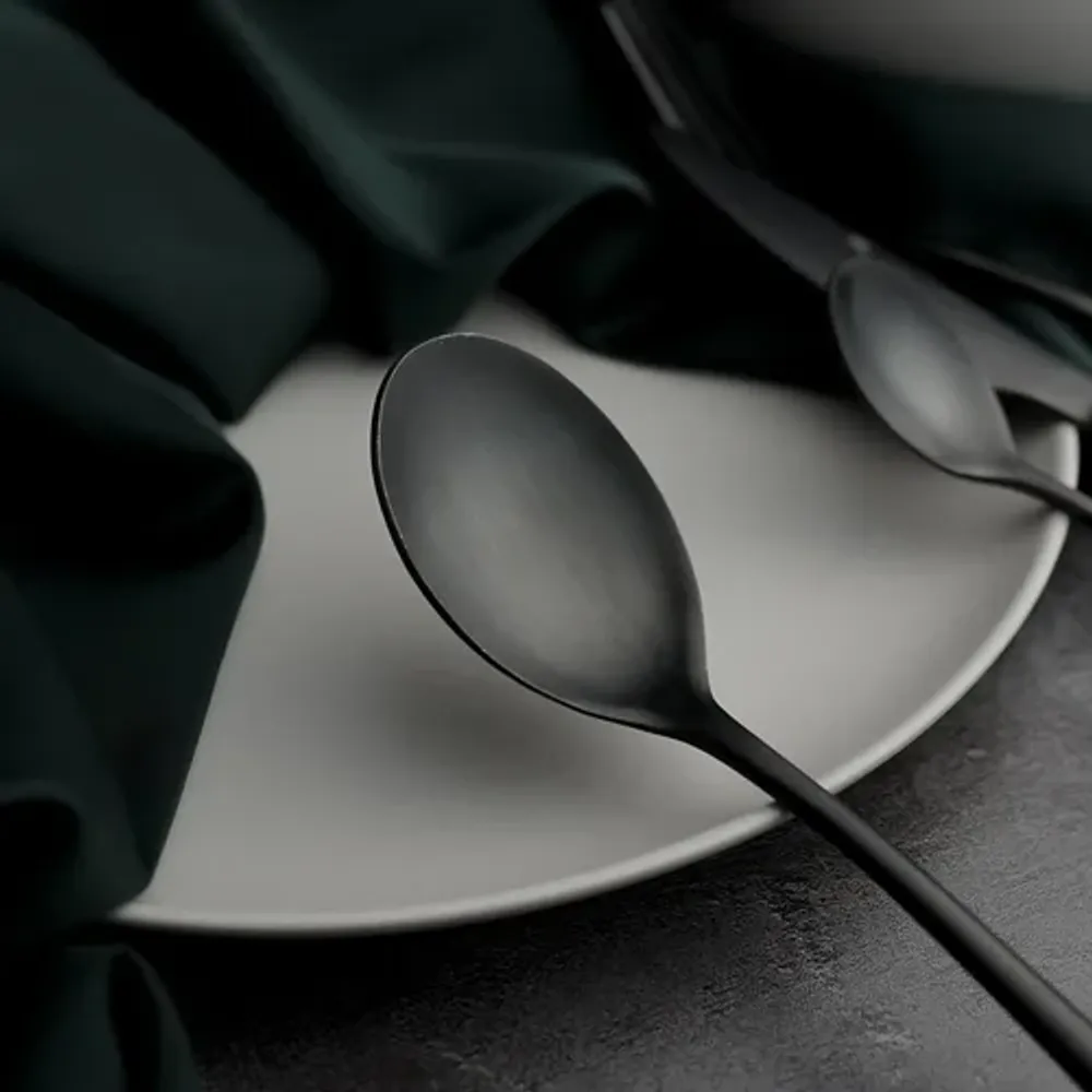 Ложка столовая 21 см матовая черный цвет PVD Alessi-Black P.L. [12]