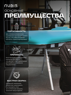 Переносной физиотерапевтический стол Nubis Pro с электрическим насосом и усиленной рамой DARK BLUE