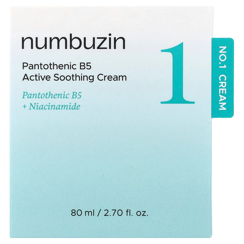 Numbuzin, No.1 Pantothenic B5, активный успокаивающий крем, 80 мл (2,7 жидк. унции)
