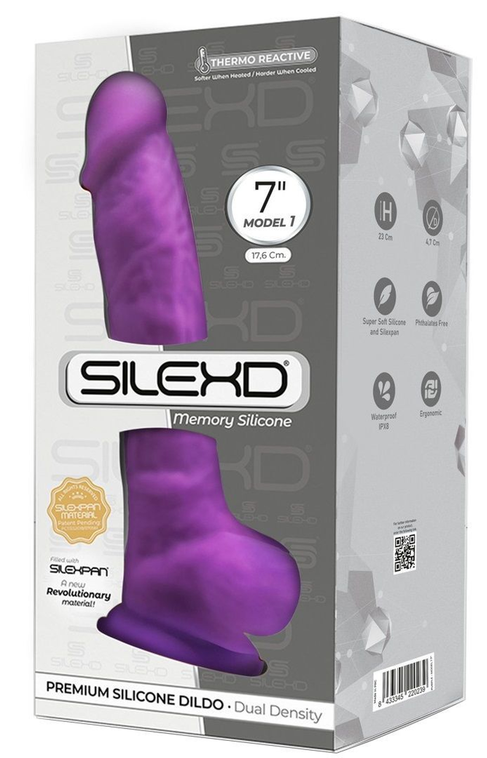 Фиолетовый фаллоимитатор SILEXD Model 1 7’’ - 17,6 см. (Цвет: фиолетовый)