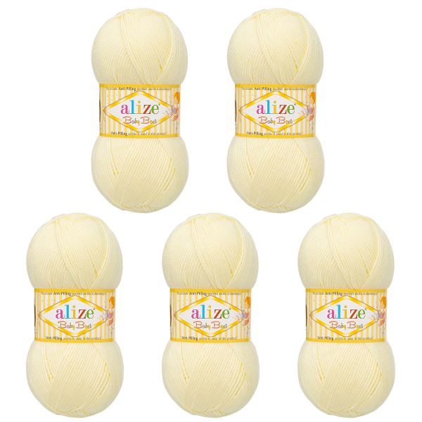 Пряжа Alize (Ализе) Baby Best / уп.5 мот. по 100 г, 240м, 062 светло-молочный A