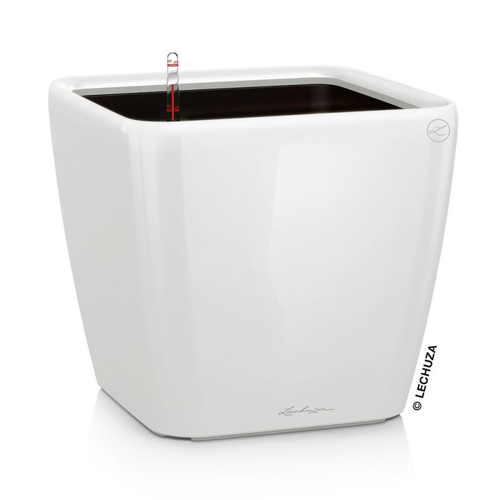 Кашпо Lechuza "Quadro LS Complete white high gloss" (пластик), 21x21xH20 см