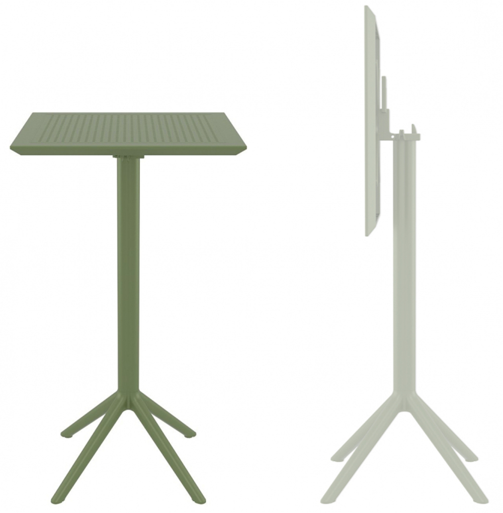 Стол пластиковый барный складной Siesta Contract Sky Folding Bar Table 60, оливковый