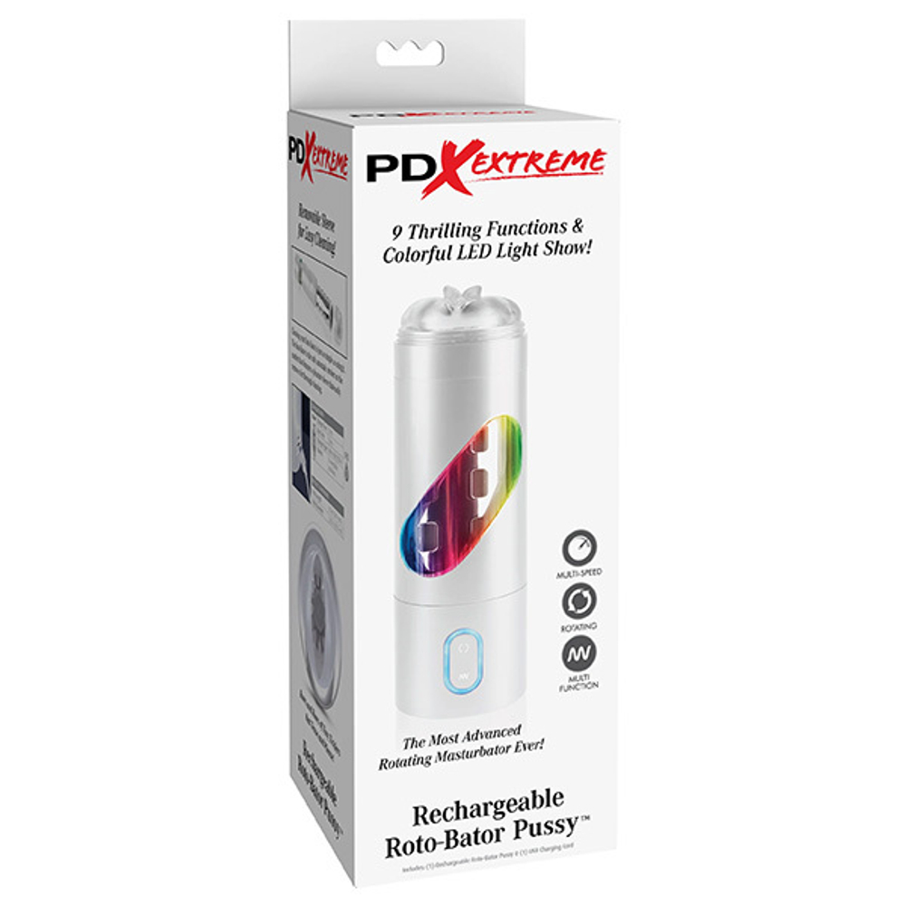 Автоматический мастурбатор-ротатор вагина с подсветкой PipeDream PDX Extreme Toyz Rechargeable Roto-Bator Pussy RD295