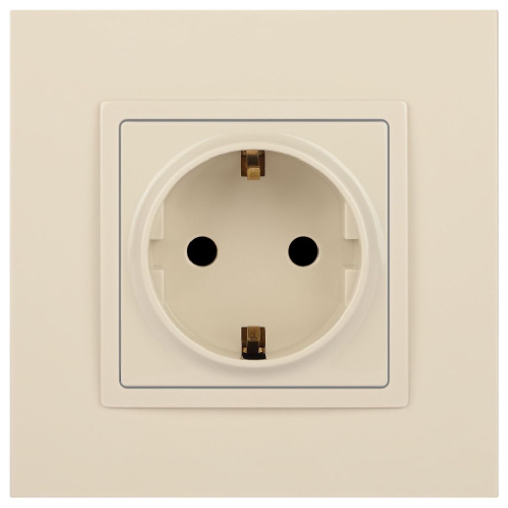 Розетка ЭРА Elegance 14-2102-02 с заземлением 2P+E Schuko со шторками 16A-250В IP20 слоновая кость | Эра Elegance
