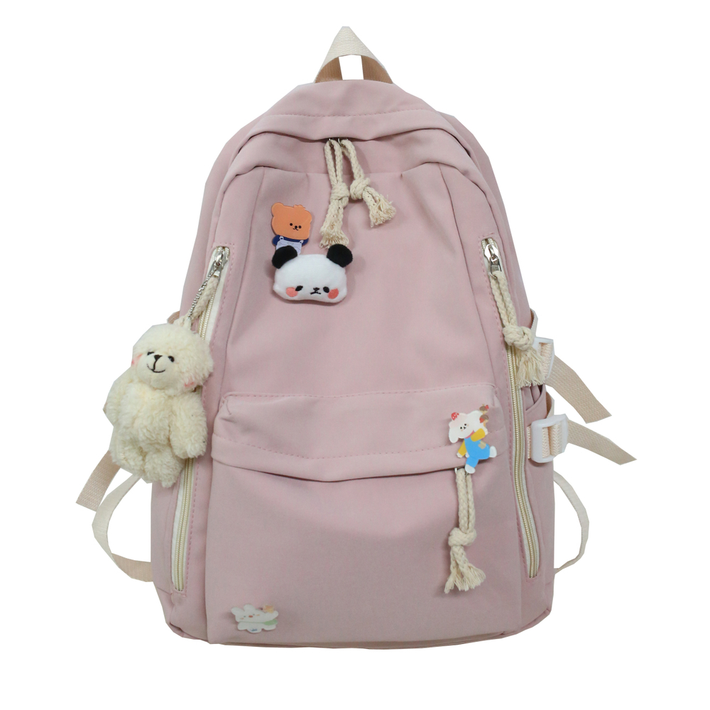 FAMAN Nylon Backpack Women"s Black/White/Pink/Blue/Green