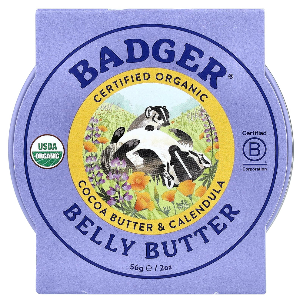 Badger, Органическое масло для живота, масло какао и календула, 56 г (2 унции)