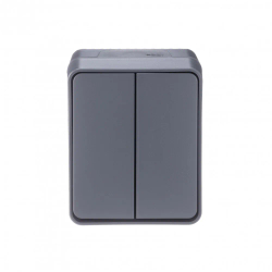 ATLASDESIGN PROFI IP54 О/У 2-клавишный ВЫКЛЮЧАТЕЛЬ, сх.5, 10АХ, АНТРАЦИТ