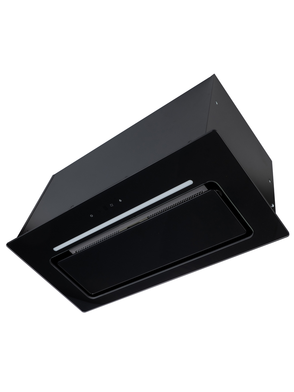 Вытяжка кухонная Caste-60RT (BLACK) черный, D150мм, 1200м3/ч, полновстраиваемая, мотор 230Ватт, стекло 60см, управл. сенсорное + ПДУ (MACBI)