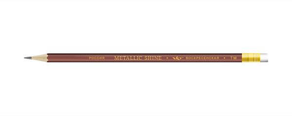 Карандаш чернографитный с ластиком заточенный ТМ (HB) 72 шт, Metallic shine MS04, 1-1590 коричневый, ВКФ MS04