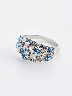Кольцо Россыпь из голубых камней Swarovski