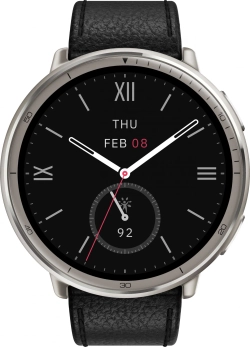 Смарт-часы Amazfit Active 2R A2437 Premium 43.9мм 1.32" AMOLED корп.серебристый рем.черный разм.брасл.:150-210мм (6970100377569)