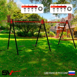 Уличные качели Sv Sport Maxi х 2 УК302.2КП4 (6.0м/Щит баскет/Деревянные 4шт/Подвесы на подш 4к)