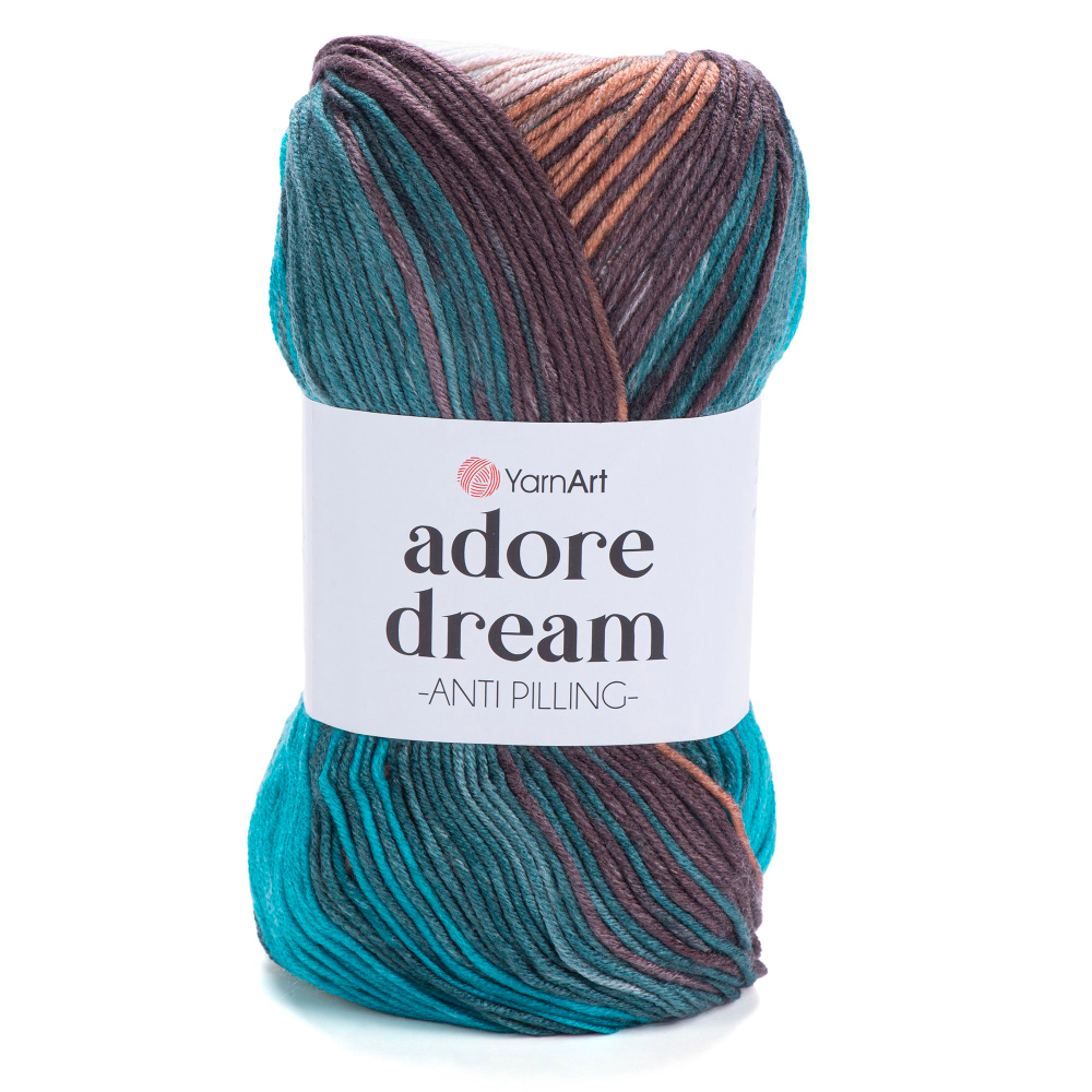 Адоре дрим (Adore dream) пряжа YarnArt 100%акрил антипилинг 5х100г/280м (1055 белый-кремовый-кофейный-св.изумрудный)
