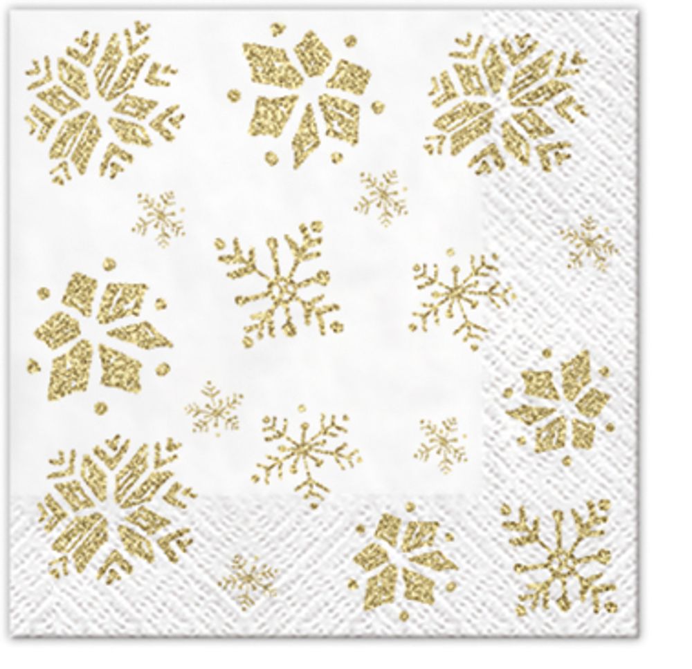 Салфетки 3-слойные для декупажа Sagen Vintage Design Lunch PAW Decor Collection Блестящие снежинки