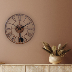 Настенные часы NeXtime London, металл, 50 см, коричневые