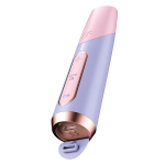 Розовый-фиолетовый вакуумный стимулятор 12,5см в виде губной помады Satisfyer Bold Kiss 3D