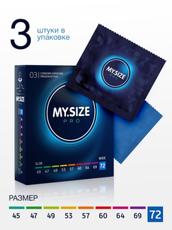 Размерные презервативы MY.SIZE PRO размер 72 - 3шт