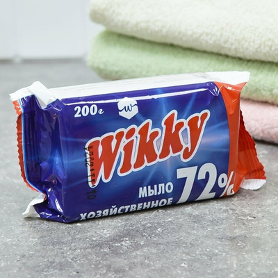 Мыло хозяйственное 72% 200г в цветной плёнке, Wikky